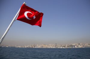 turecká vlajka, more, dovolenka,